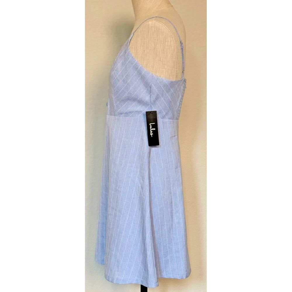 Lulu's Dress Women‎ Medium Blue White Shoreline Stripes Sleeveless Skater Dress - Picture 6 of 16